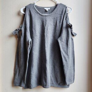 NWT J. Jill Gray Cold Shoulder Sweater Size Medium